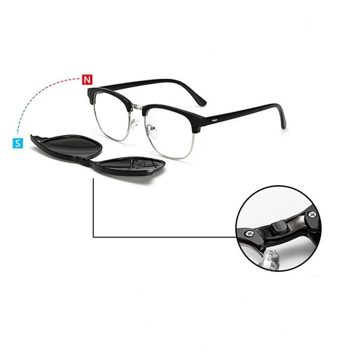 Imagen 2 del producto Gafas cuadradas 2 en 1 con Clip magnético para miopía, gafas de sol para miopía TR90 de 0-0,5-0,75 a-6,0, potencia +0,5 +0,75 a +4,0