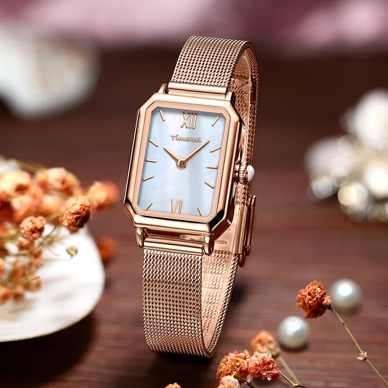 Top Brand Women Green Malachite Roma Vintage Ladies Wristwatches Drop shipping Stainless Steel Mesh Quartz Rose Gold Watches