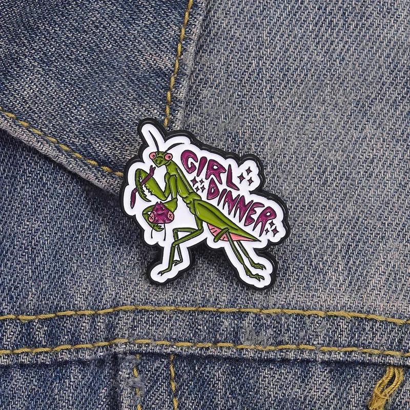 Pin Cartoon Insect Badge Green Praying Mantis Creative Funny Accessories Brooch Personalized Clothing Bag Decorations Lapel Pins