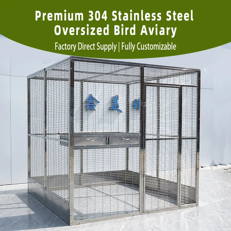 Luxury Outdoor Large Bird Cage for Macaws Parrots Raptors Professional Breeder Cagewalk in Bird Cage Stainless Steel Bird Aviary