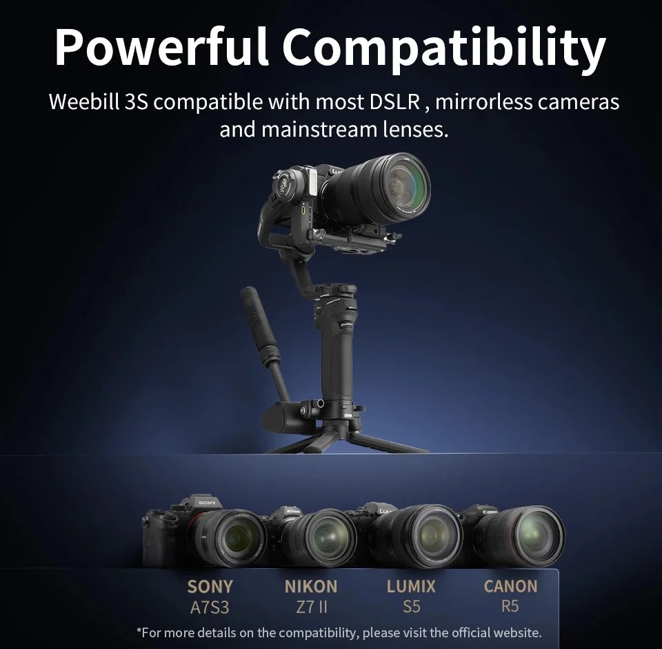 ZHIYUN Weebill 3S Weebill 3 S 3-Axis Handheld Camera Gimbal Stabilizer for DSLR Mirrorless Cameras for Canon/Nikon/Sony/Lumix