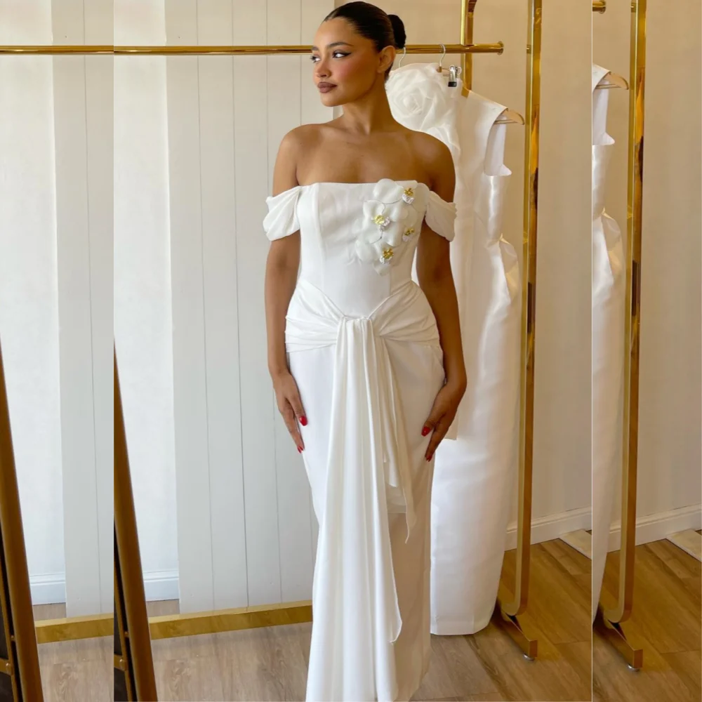 

Customized Chinese Style Jersey Sequined Pleat Straight Off-the-shoulder Midi Dresses Bespoke Occasion Sexy