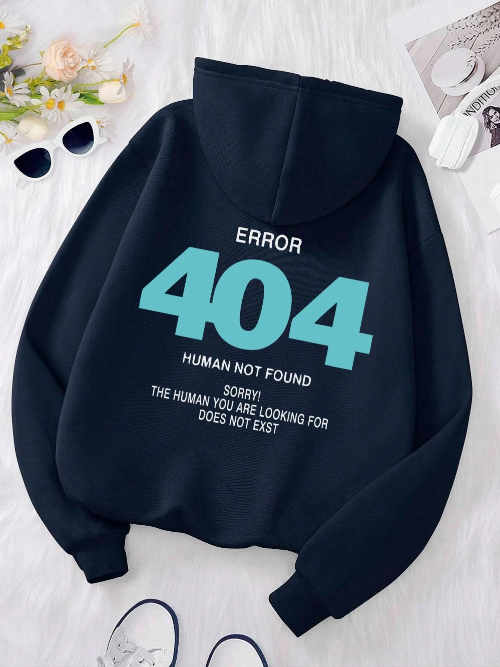 Autumn and Winter Men's Sweatshirt Error 404 Not Found Human Sorry Print Fashion Trend Outdoor Leisure Loose Street Sportswear