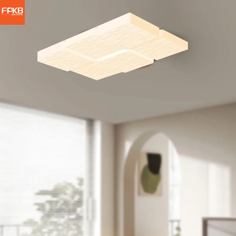

Потолочный светильник для гостиной, новый кремовый стиль, квадратный основной светильник, современная простая атмосфера, лампа полного спектра