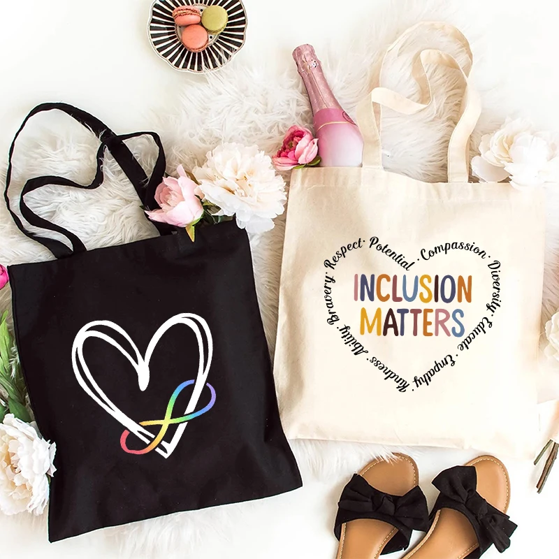 Woman Canvas Tote Bags Inclusion Matters Large Capacity Autism Awareness Supermarket Fashion Harajuku Shoulder Shopping Bag