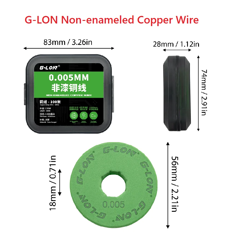 

G-LON Non-enameled Copper Wire for Mobile Phone Motherboard Repair 0.005mm 100M Supporting Jumper & Circuit Repair
