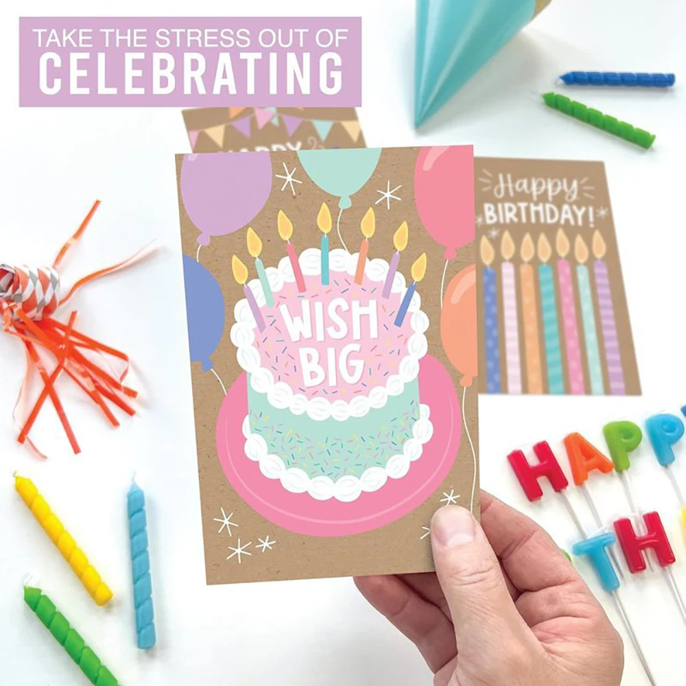 

6 cardboards, 6 envelopes, colorful cartoon birthday cards, simple birthday invitation and blessing cards