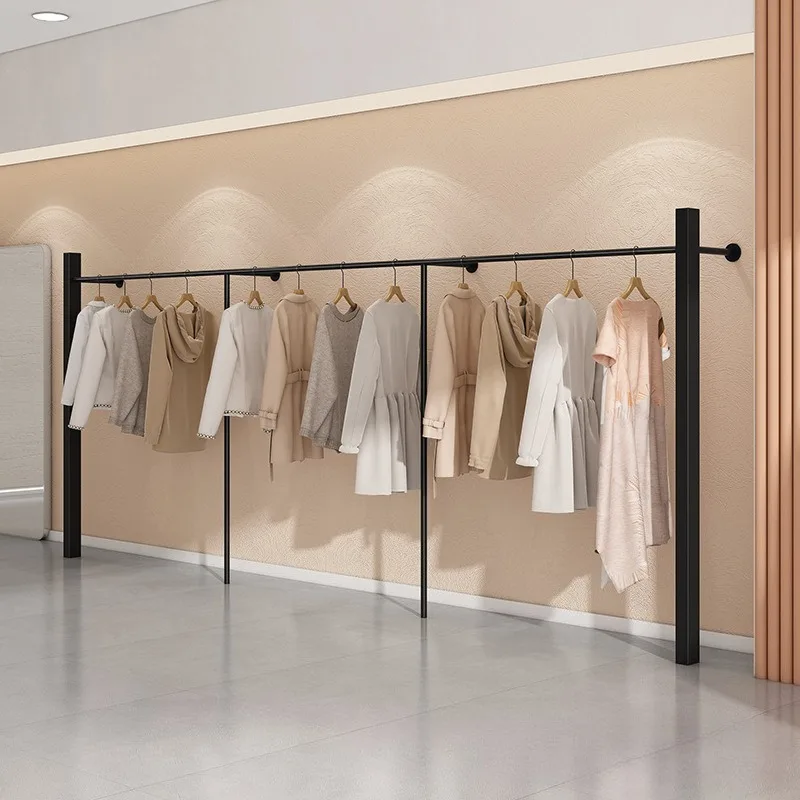 Clothing store black simple black side display rack wall-mounted hanger