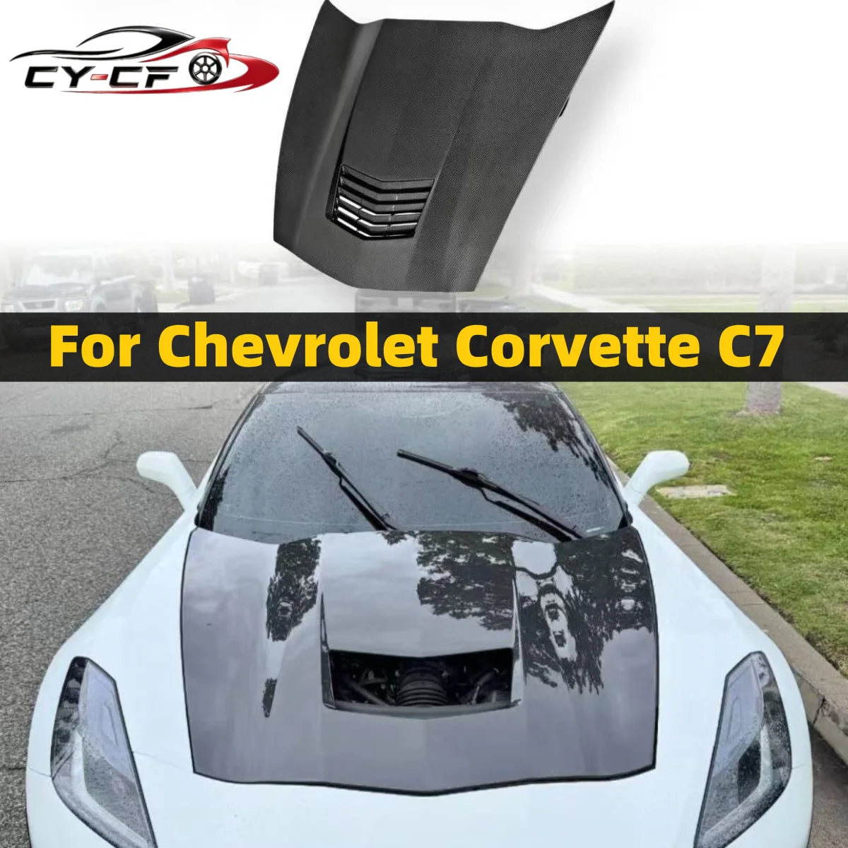 

For Corvette C7 Z06 14-19 OEM Style High-Quality Real Carbon Fiber/FRP Upgrade Modification Front Engine Hood Bonnet Covers