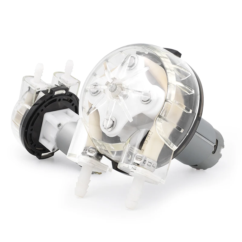 مضخة تمعجية مصغرة 12 فولت 24 فولت قياس تيار مستمر صامتة تدفق كبير فتيلة ذاتية