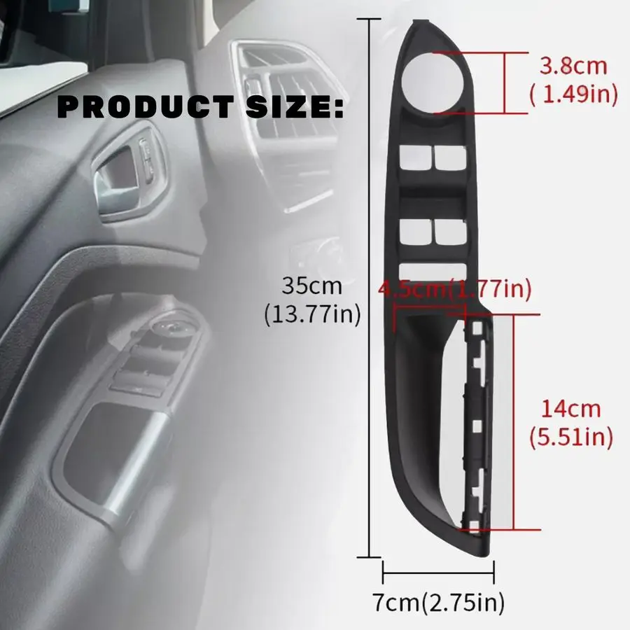 Driver Side Power Window Switch Bezel with Silver Pull Handle Molding Compatible with Ford Escape Cmax 20132018 Black