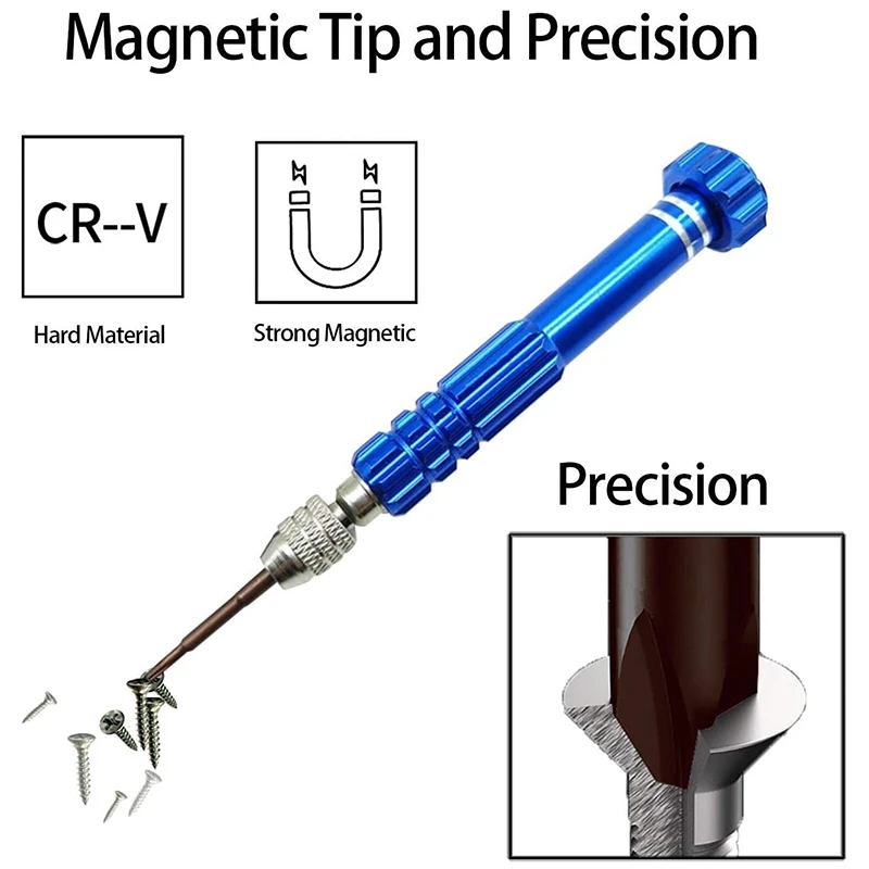 Kit de destornillador pequeño magnético 6 en 1, juego de destornilladores pequeños, Mini tornillos perfectos para teléfonos móviles, reloj, gafas, Etc.