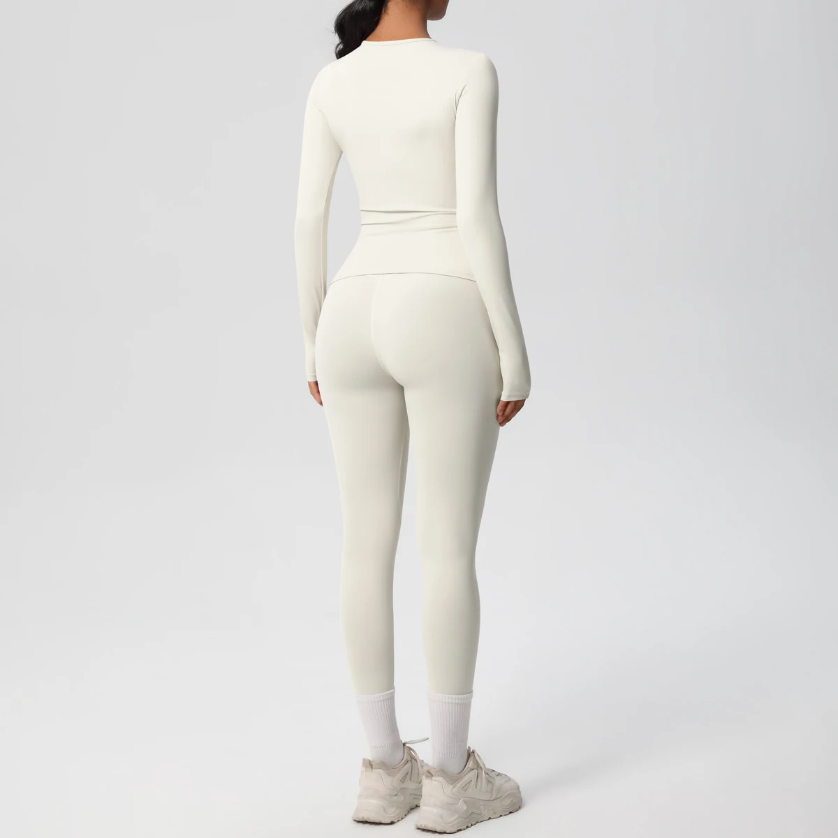 2-teiliges Sportbekleidungs-Yoga-Set, Fitnessstudio-Kleidung, Yoga-Anzüge für Damen, Fitness-Set, Trainingsanzüge, Sport, Langarm, bauchfreies Top, Gym-Leggings – Detail 25