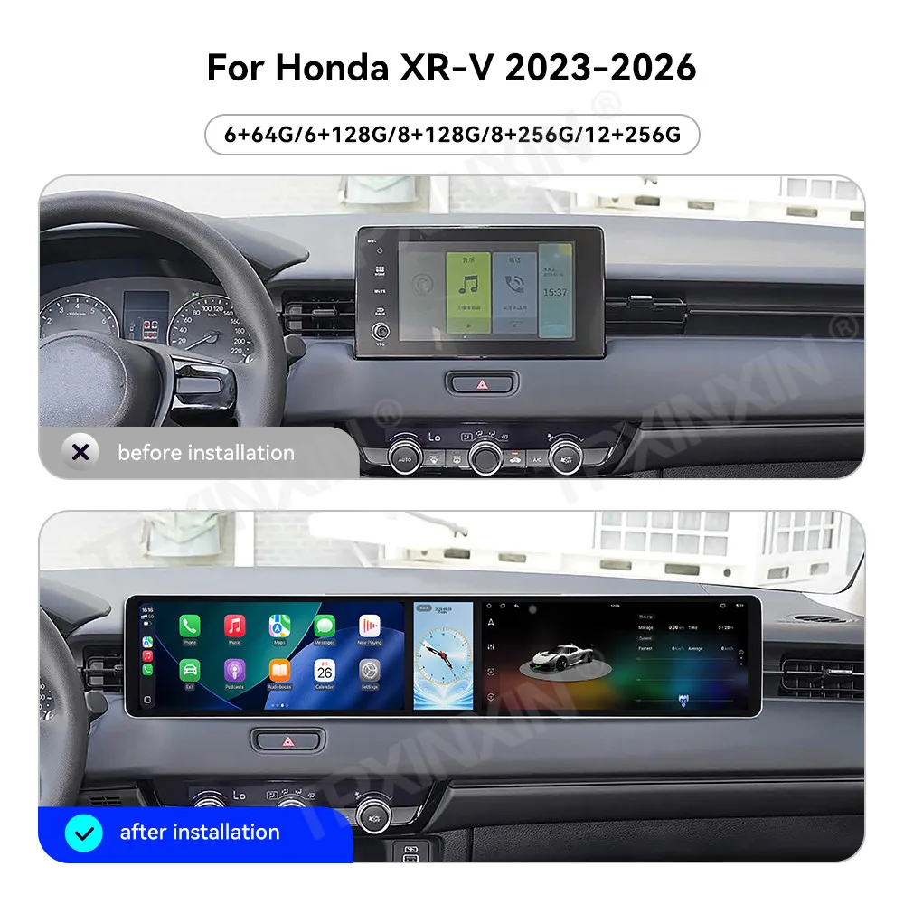 Car Accessories Radio For Honda XR-V 2023-2026 Android Auto GPS Navigation Multimedia Stereo Receiver Head Unit Offline Maps