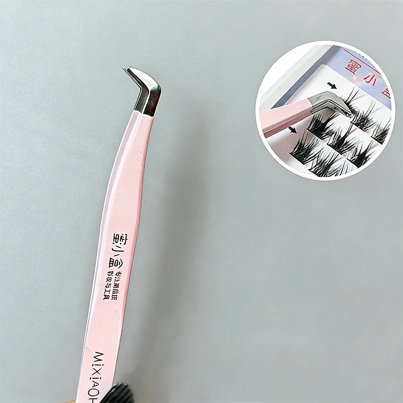 High Precision Pink Lash Tweezers, Rustproof Stainless Steel Eyelash Grafting Tool, Safe & Long-Lasting Use