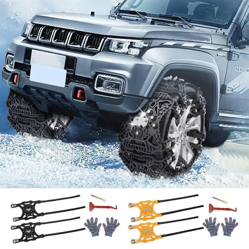 Snow Tire Chains 2X Tire Zip Ties For Snow Anti Skid Car Tire Chains Non-Slip Snow Chains For Trucks Pickup Car