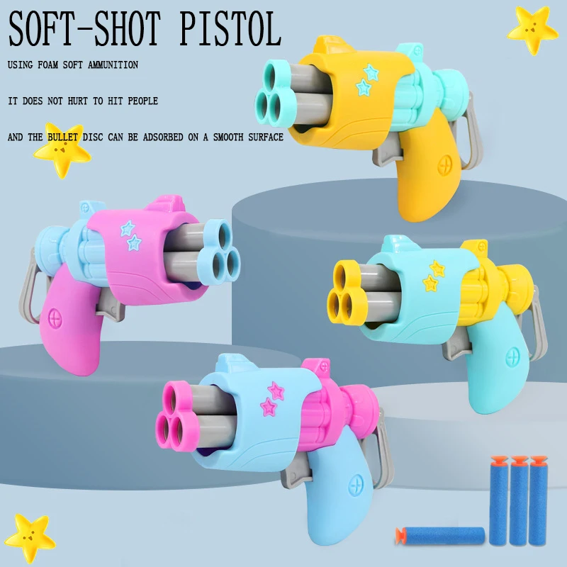 New toy gun Boy toy mini gunner soft bullet can be down three bullets indoor 3-6 year old children toy gun