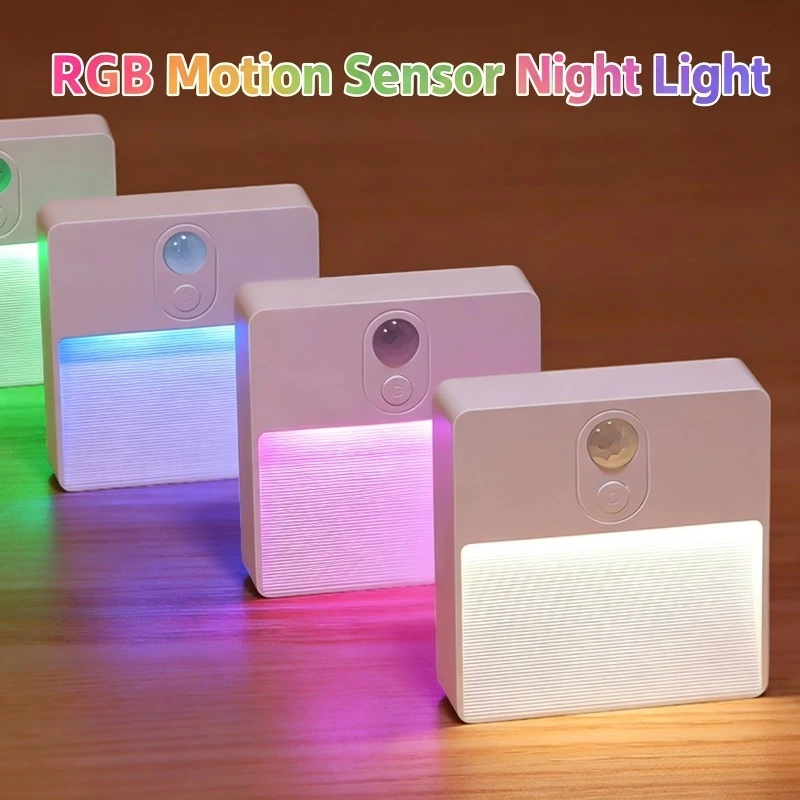 

LED Night Light Human Body Sensor Rechargeable Magnetic LED Smart Lights Home RGB Ambient Light For Kidroom Living Room Bedside