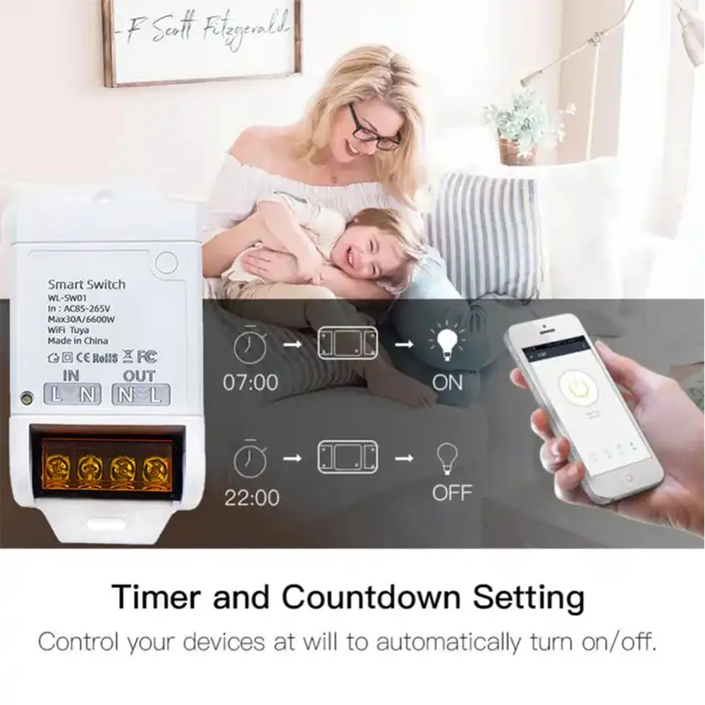 ZIGBEE/WiFi Smart Switch 30A 6600W Tuya Relay Module AC85-250V Timer Home Automation Alexa Smartlife APP
