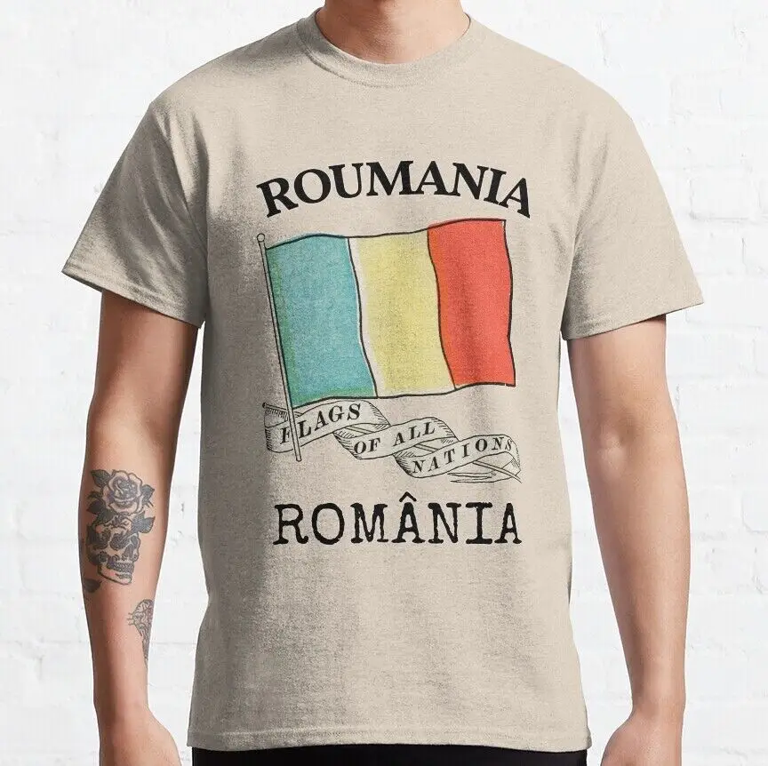 Ancient Flag Of Romania Classic    Unisex summer T-shirt Cotton fashion couple clothes