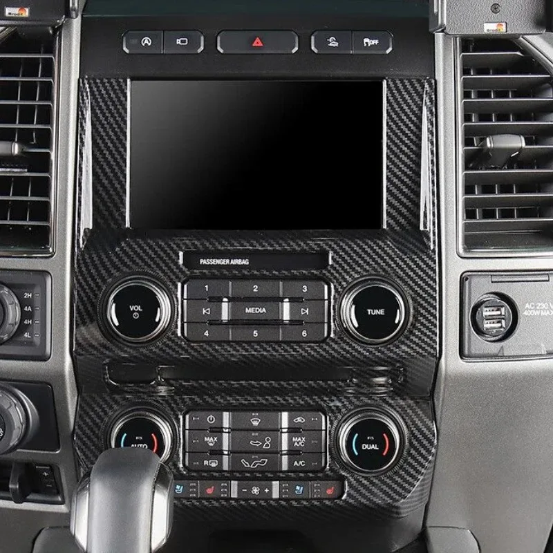 For Ford F150 Raptor 2015-2019 ABS Carbon Fiber Gear Panel Dashboard Outlet Glass Lift Cover Trim Interior Car Accessories