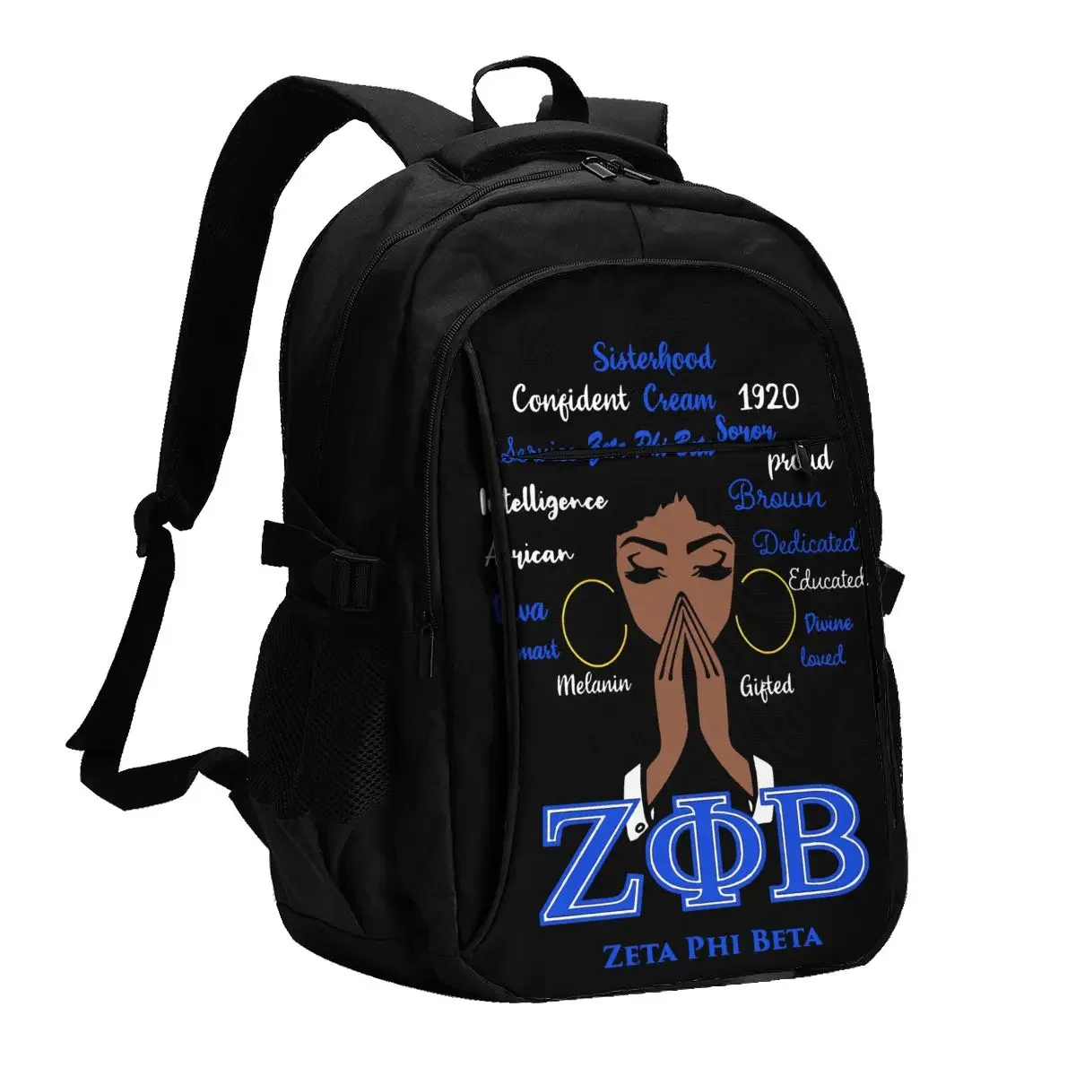 

Zeta Phi Beta ZPB Sorority Travel Laptop Backpack, Business Water Resistant Laptop Backpack with USB Charging Port, College Bag