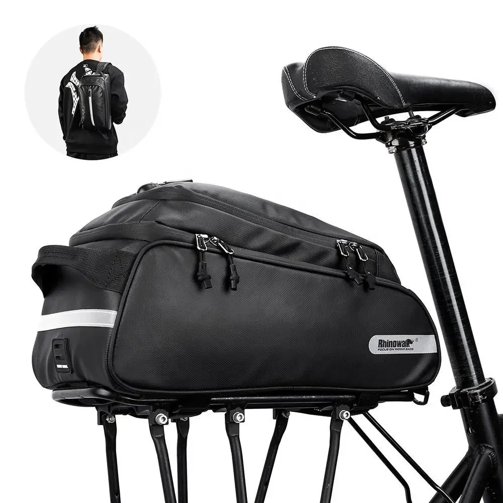 Rhinowalk Bike Bag Bike Rear Rack Bag Bike Pannier Bag 12 L Waterproof Cycling Trunk Bag Messenger Bag MTB Bike Accessories