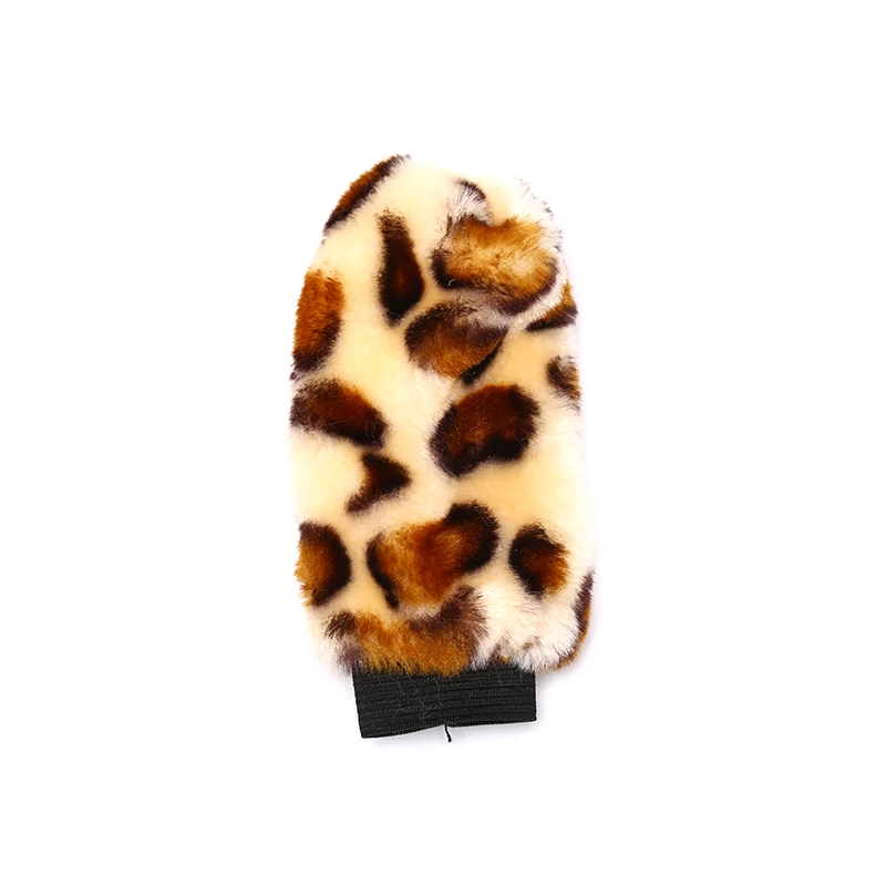 3 teile/satz Leopard Fluff Plüsch Lenkrad abdeckung Winter Autozubehör – Detail 3