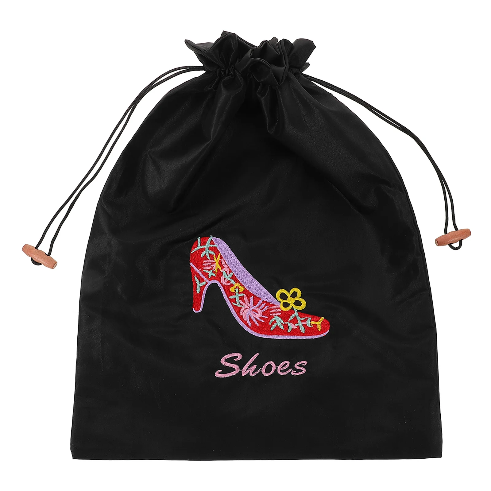 Pointe Shoe Storage Bag Imitation Silk Satin Drawstring Dance Bag Black Large Capacity Travel Organizer Ballet Shoe Carrier