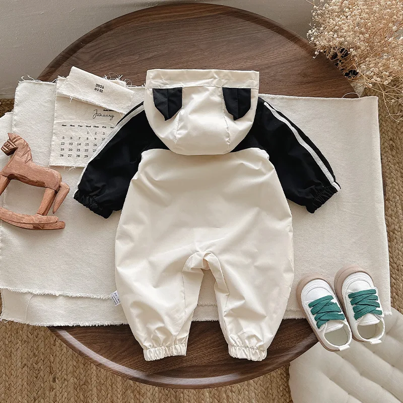 IYEAL Baby Romper Fashionable Baby Boy Autumn Clothes Workwear Hooded Jacket Autumn Baby Outdoor Jumpsuit