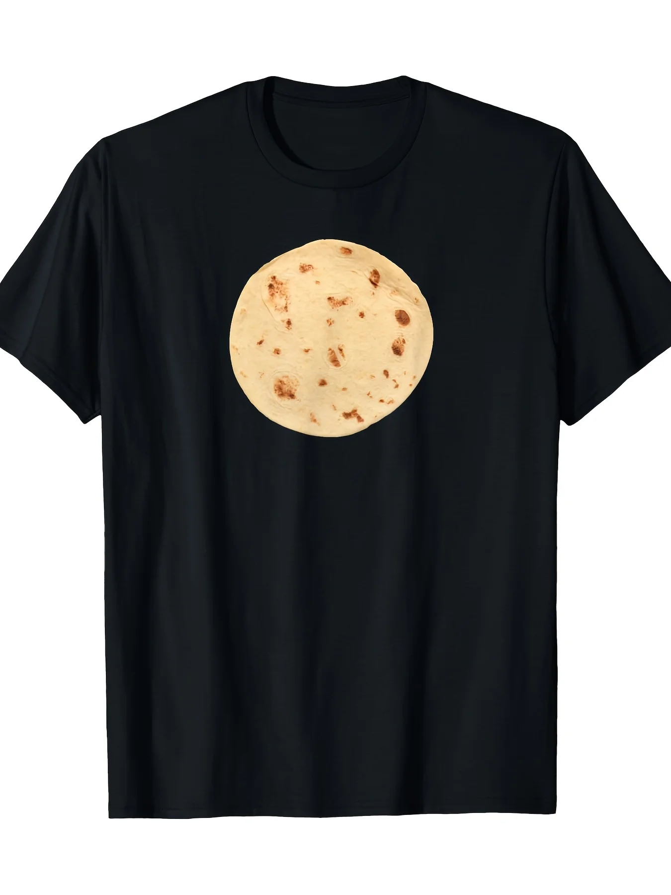 2026 Men's Funny Burrito & Tortilla T-Shirt - 100% Cotton 220gsm Heavyweight Mexican Food Design with Tortilla Wrap Print, Relax