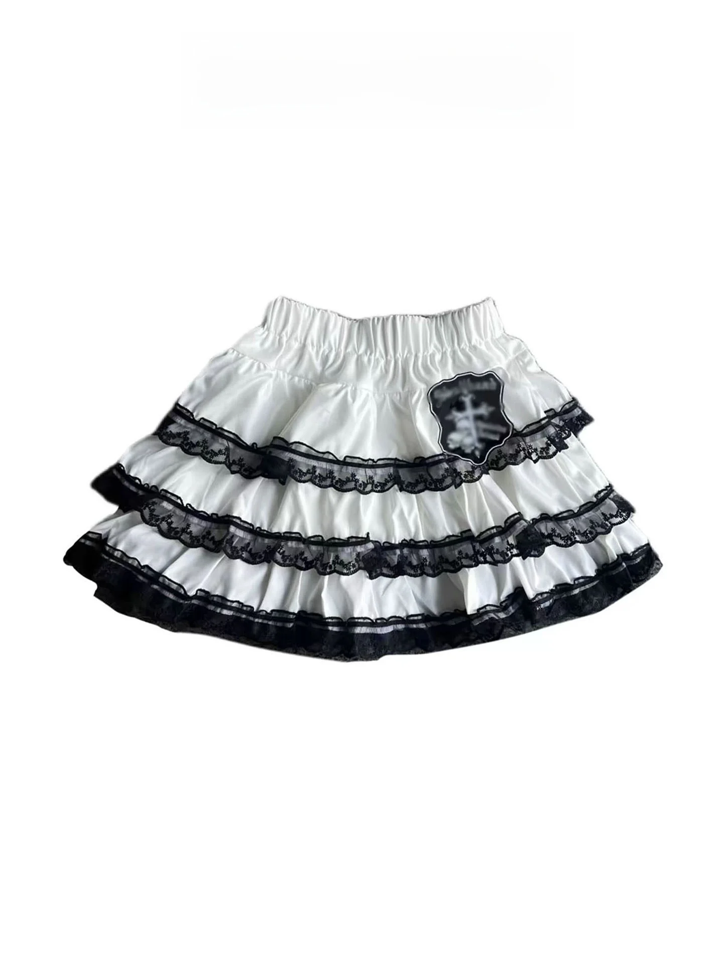 

Y2K Spicy Girl White Semi-Body ort Skirt Women Summer Lightweight Subculture Punk Japanese Sle Skeleton Multi-layer Lace ...