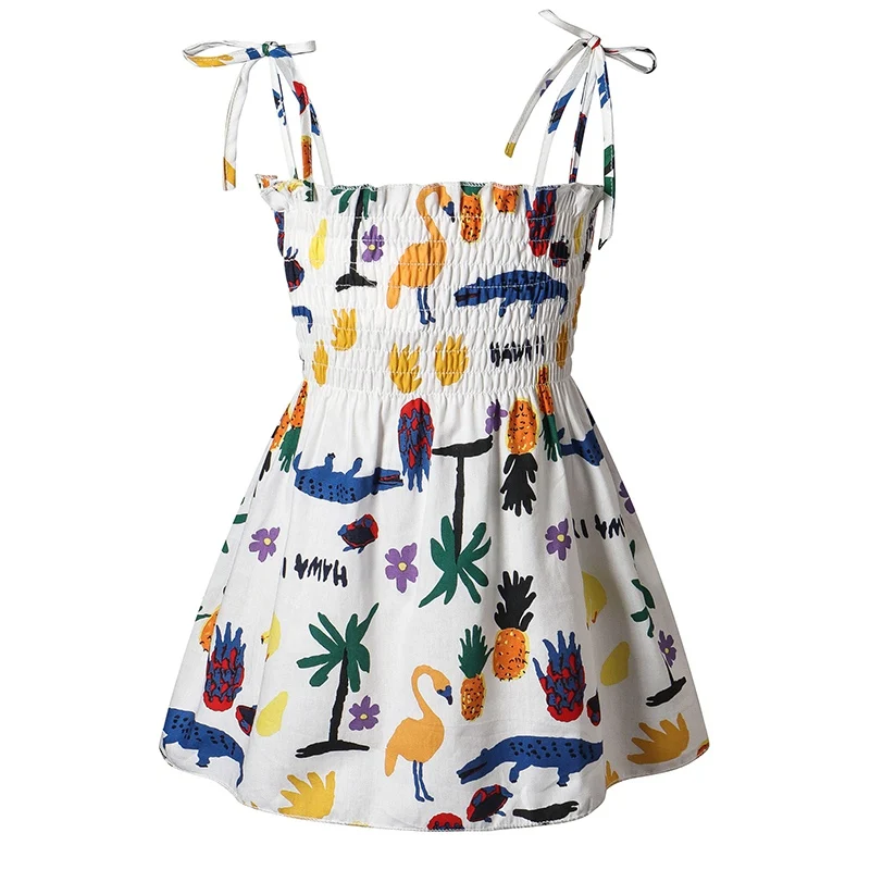 Toddler Girl Dresses Summer Beach Floral Print Slip Dress Children's Sleeveless Princess Dress Baby Girl Beach Dresses 2-9 Years