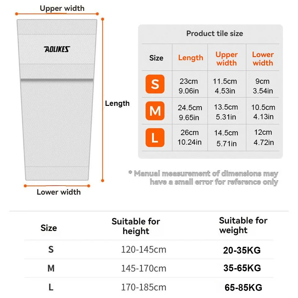 AOLIKES 1Pair Soccer Shin Guard Football Crashproof Calf Protector Nylon Leg Sleeves Sock Shin Protector with Pocket Training