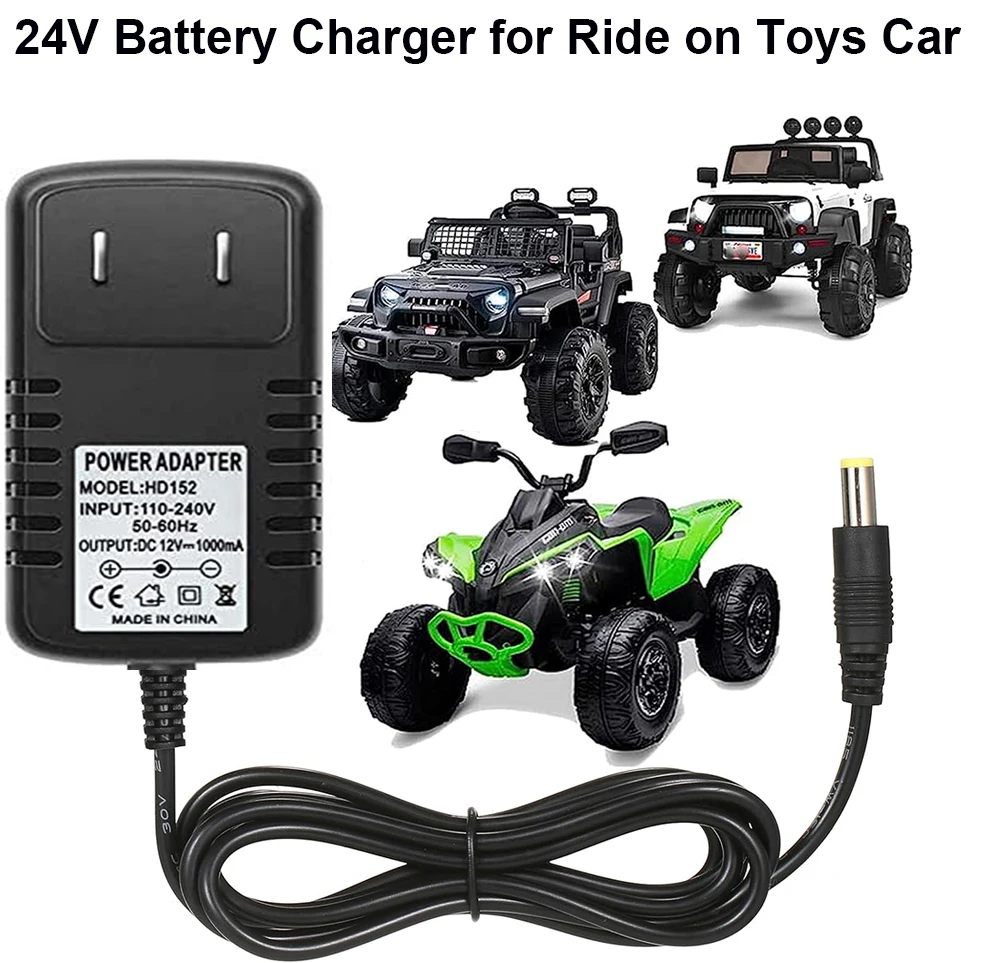 24 Volt Charger for Ride on Toys, 24V Battery Charger with Indicator Light, for Kids Ride on Car SUV Car Ride-on Accessories