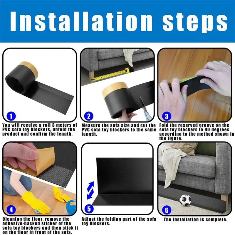 ABUH-Under Couch Blocker, Thicker Under Sofa Furniture Blocker - Stop Things Going Under Sofa Couch Or Bed, Easy To Install