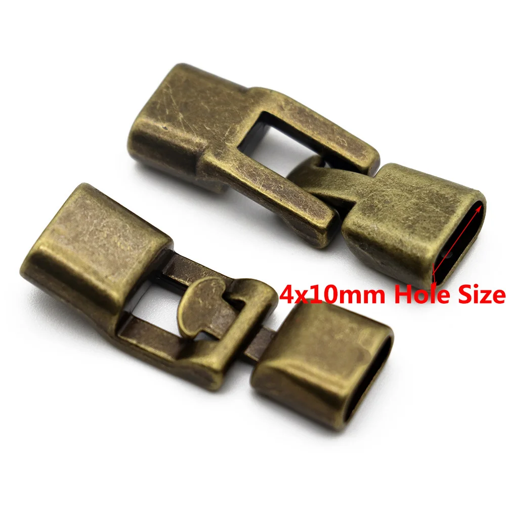 5Sets/pack Antique Bronze Bracelet Clasps Hooks Fit 10x4mm Flat Leather Bracelets End Clasp Connectors DIY Jewelry Making