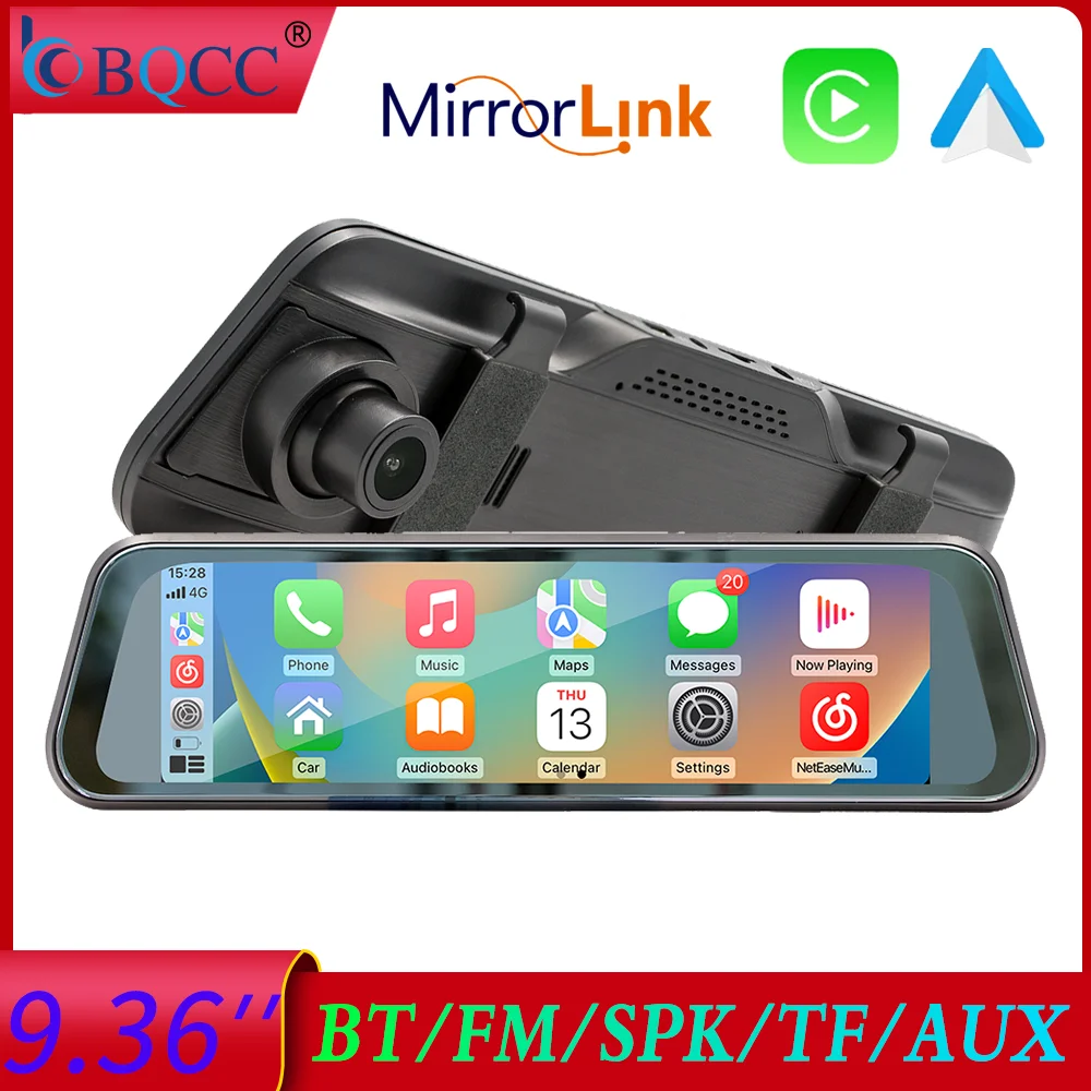 BQCC 9.36 ''  Portable car MP5 Wireless Carplay Android Auto Mirrorlink Bluetooth call Built-in Driving Recorder FM Radio Aux