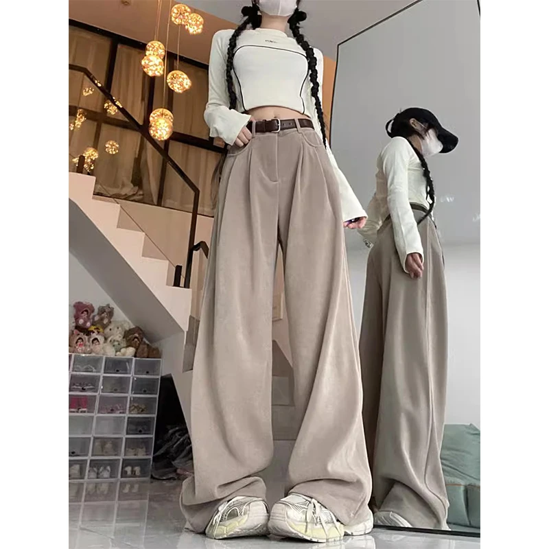 

2024 Autumn and Winter Woolen Haren Pants Women's Little Foot Radish Pants Thickened Casual Loose and Slim Crop Pants W250