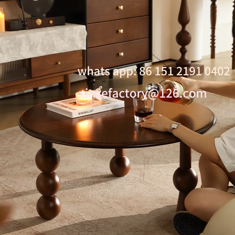 

Customizable French solid wood round coffee table