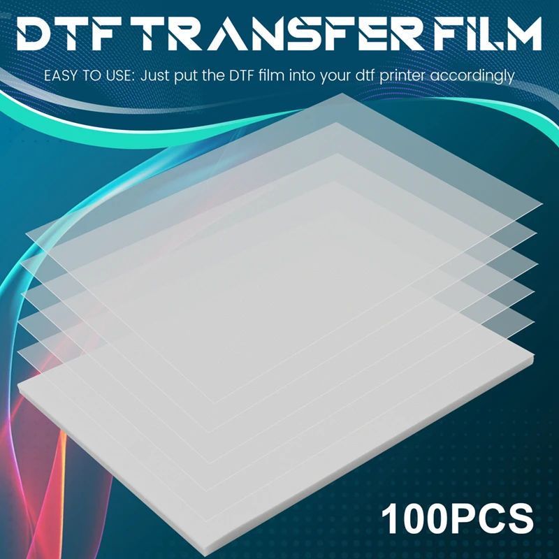 DTF Transfer Film 100 Sheets-A4 PET Heat Transfer Paper For DIY Direct On T-Shirts.Socks,Bags, 8.3 Inch X 11.7 Inch