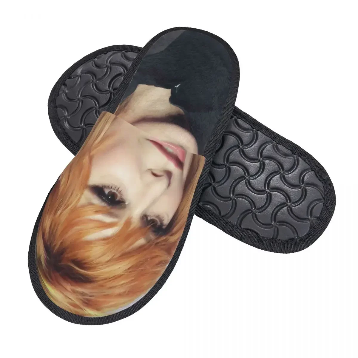 Pretty Mylene Farmer Guest Slippers for Hotel Women Custom Print French Singer House Slipper