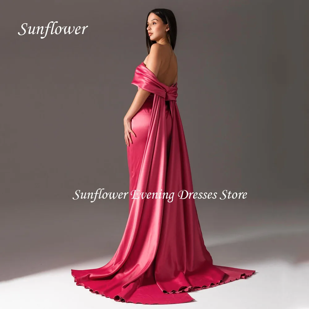 Sunflower Off the Shoulder Prom Gown Mermaid Evening Dress Slim Satin Party Dress 2023 Backless Floor-Length Prom Dress