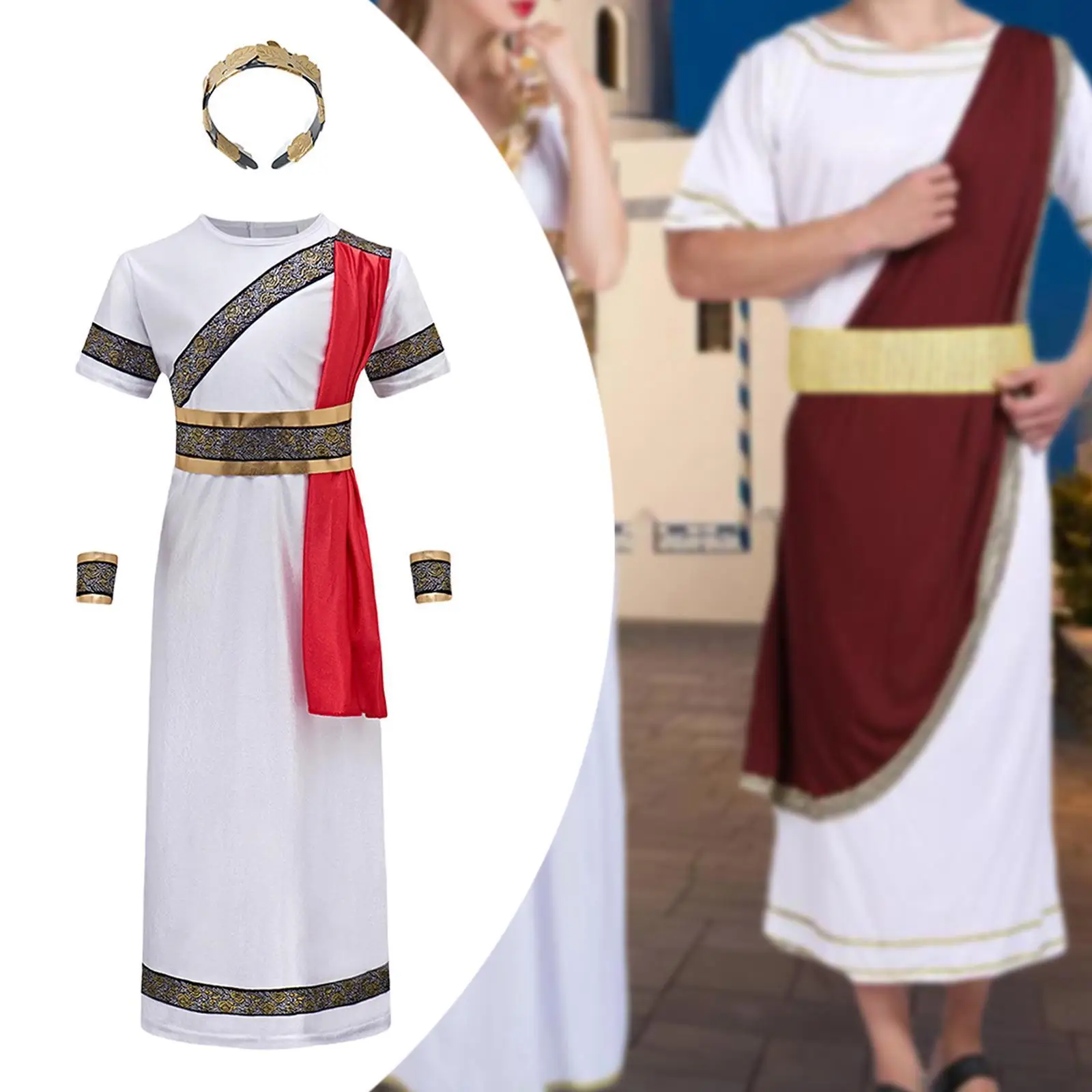 Antikes Design Kinder Römischer Junge Kostüme Set Robe Handgelenkschlaufen Kostüm