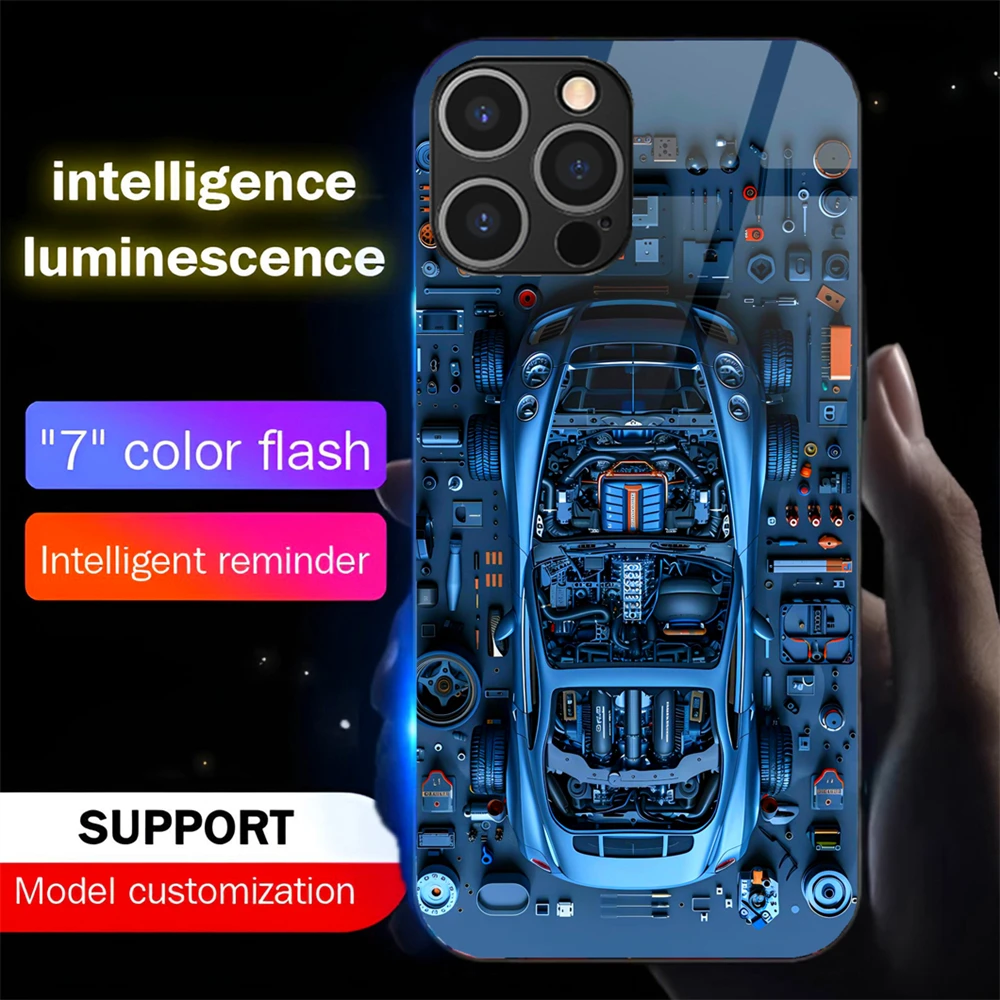 Punk Auto Parts Design Leuchtende Glas-LED-Telefonhülle mit Anruflicht und Blitzfunktion für Samsung S26 S25 S24 S23 S22 S21 Plus Ultra – Detail 9