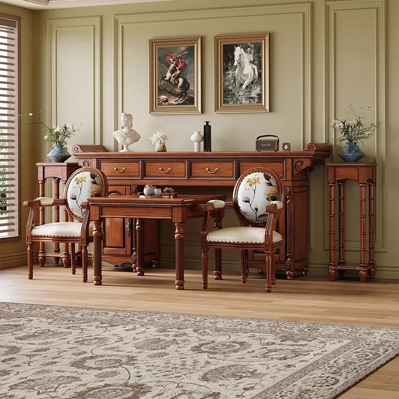 

American solid wood bar table mahogany central hall six-piece set table
