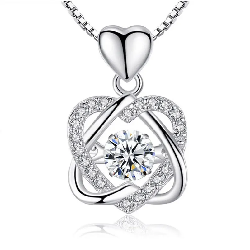 

Luxury S925 Sterling Silver Hexagram Heart Shape Gemstone Pendant Beating Necklace for Women Gift