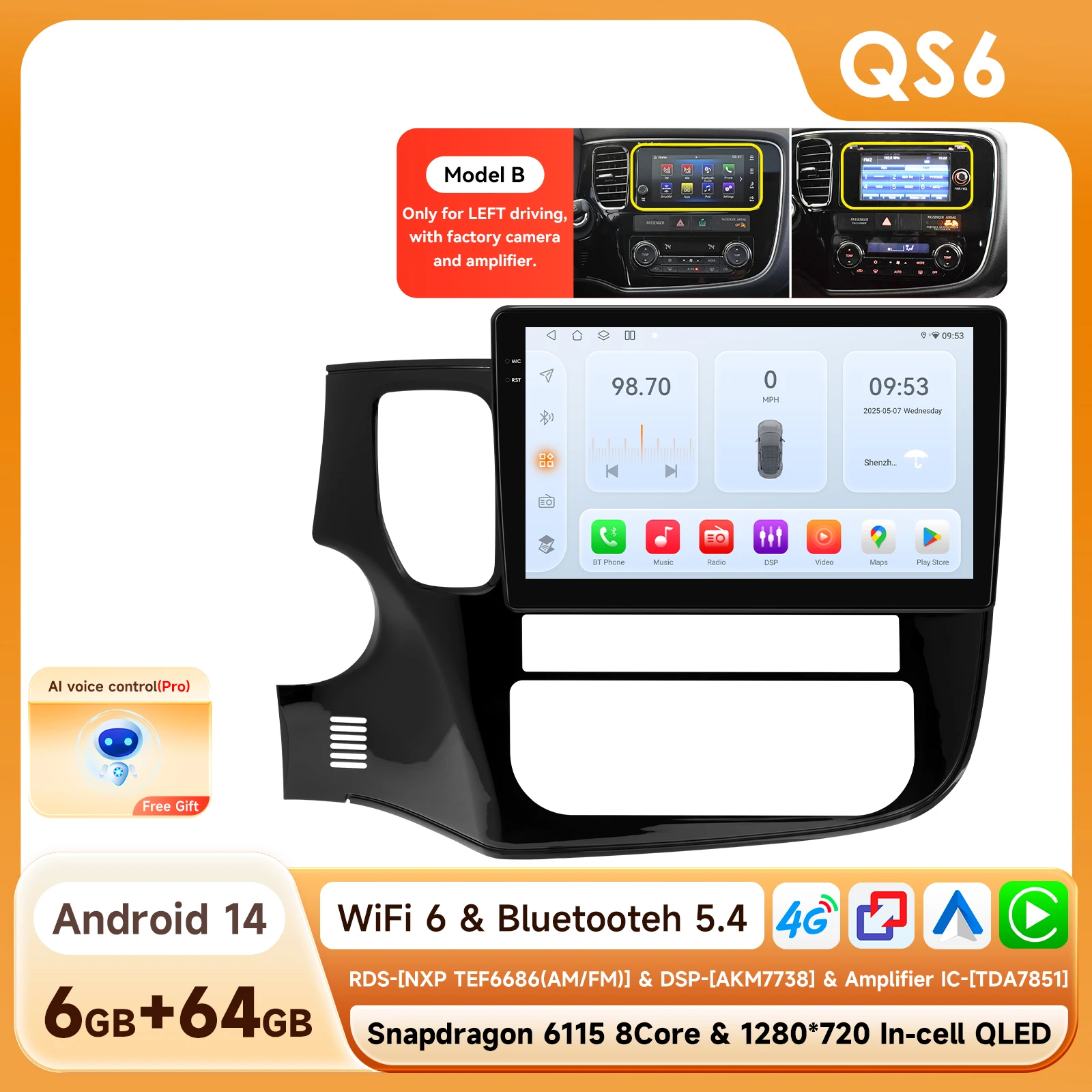 Carplay 4G-LTE 9 "10.33'' Autoradio Android voor Mitsubishi Outlander 3 GF0W GG0W Xl Multimedia Speler Nav GPS 2 Din Stereo DSP