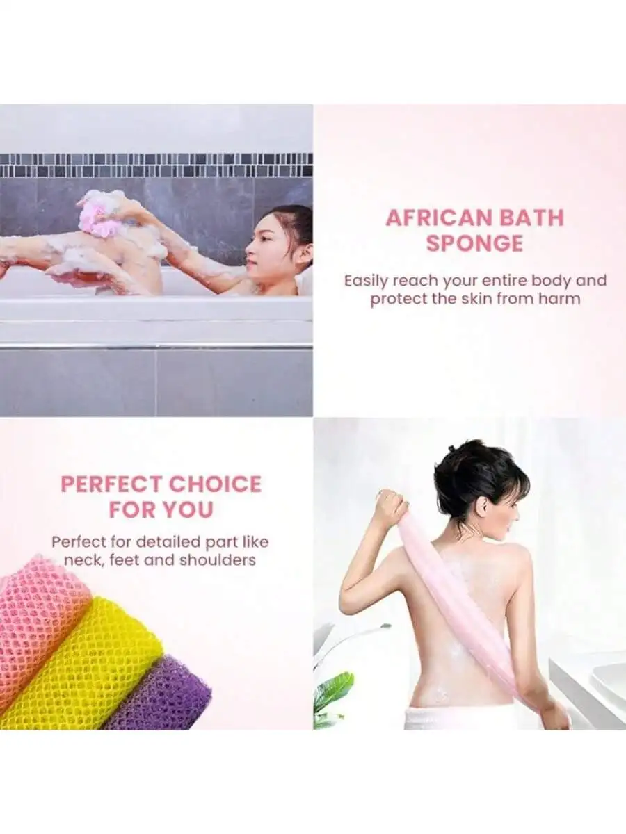 ฟองน้ำตาข่ายยาวฟองน้ำอาบน้ำ Alat penggosok Badan ขัดผิวขัดผิวหลังผิวเรียบเนียนขัดผิวกายสำหรับขัดผิวใช้ในชีวิตประจำวันสำหรับผู้ชายผู้หญิง