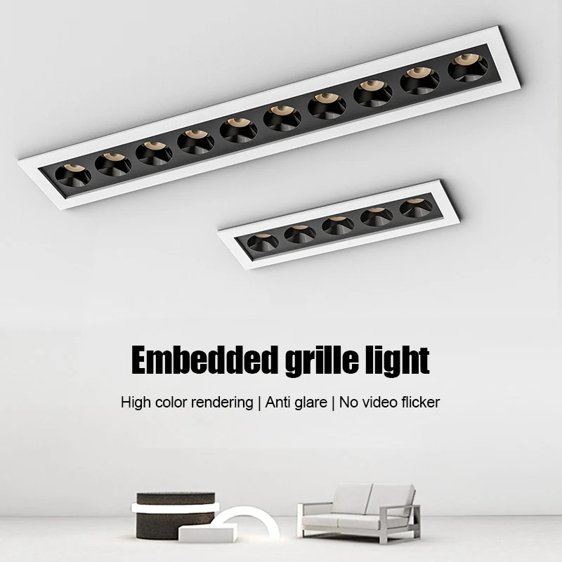 Embedded line light LED downlight ceiling light 10W 20W 30W grille light COB spot light Indoor lighting AC 220V LED Spot lamp